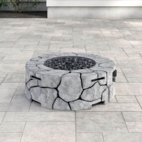Modern Rustic Fibre Reinforced Concrete Outdoor Fire Pit - Driftwood - Omega Lifestyles