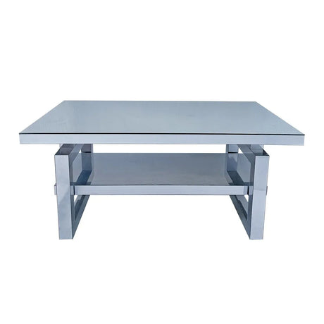 Modern Silver Mirrored Acrylic Coffee Table With Storage - Omega Lifestyles