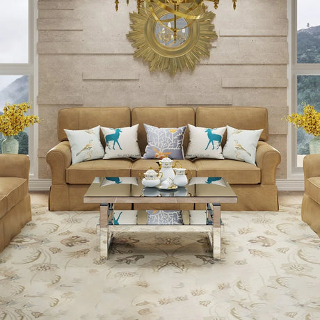 Modern Silver Mirrored Acrylic Coffee Table With Storage - Omega Lifestyles