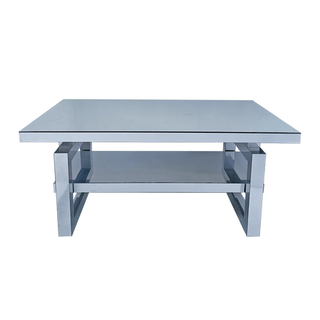 Modern Silver Mirrored Acrylic Coffee Table With Storage - Omega Lifestyles