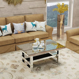 Modern Silver Mirrored Acrylic Coffee Table With Storage - Omega Lifestyles