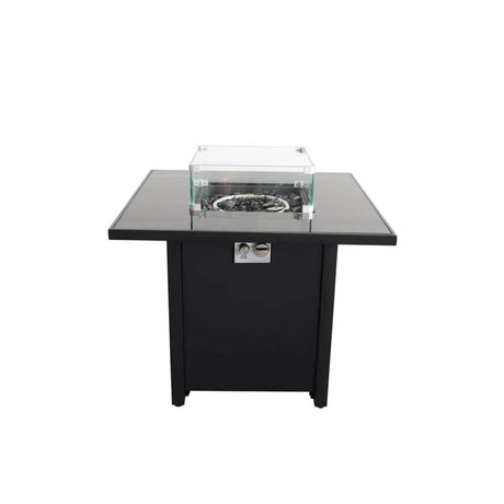 Modern Steel 40,000 BTU Black Outdoor Fire Pit - Driftwood - Omega Lifestyles