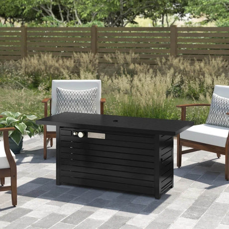 Modern Steel Outdoor Patio Fire Pit Table 54 - Inch - Driftwood - Omega Lifestyles