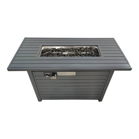 Modern Steel Outdoor Propane Adjustable Flame Fire Pit Table - Driftwood - Omega Lifestyles