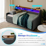 Modern Upholstered Twin Daybed With Wireless Charger Trundle - Omega Lifestyles