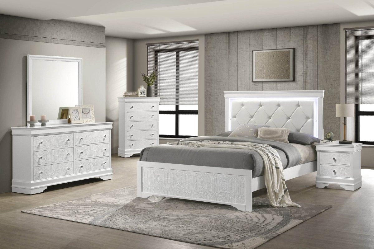 Modern Upholstered Wood 5-Piece Bedroom Furniture Set - Omega Lifestyles