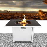 Modern White Steel Propane Natural Gas Fire Pit Table - Omega Lifestyles