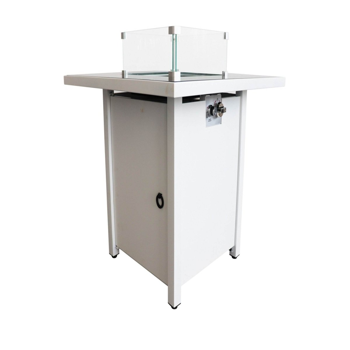 Modern White Steel Propane Natural Gas Fire Pit Table - Omega Lifestyles