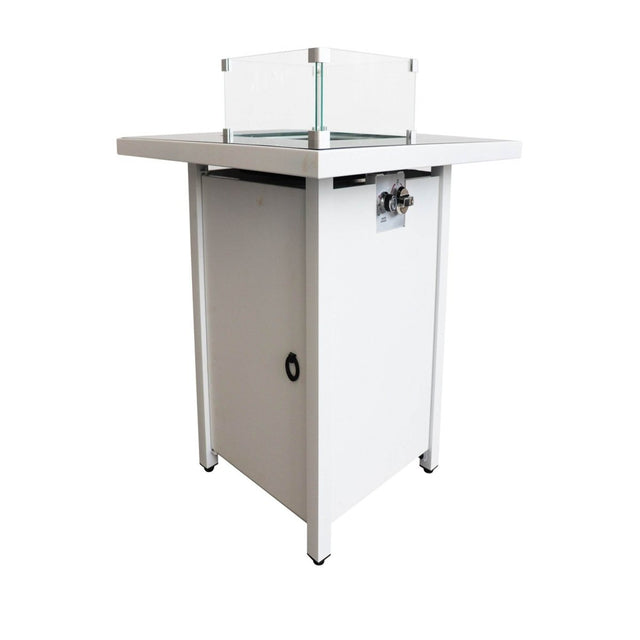 Modern White Steel Propane Natural Gas Fire Pit Table - Omega Lifestyles