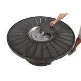 Modern Wicker Propane Outdoor Round Fire Pit Table - Driftwood - Omega Lifestyles