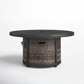 Modern Wicker Propane Outdoor Round Fire Pit Table - Omega Lifestyles