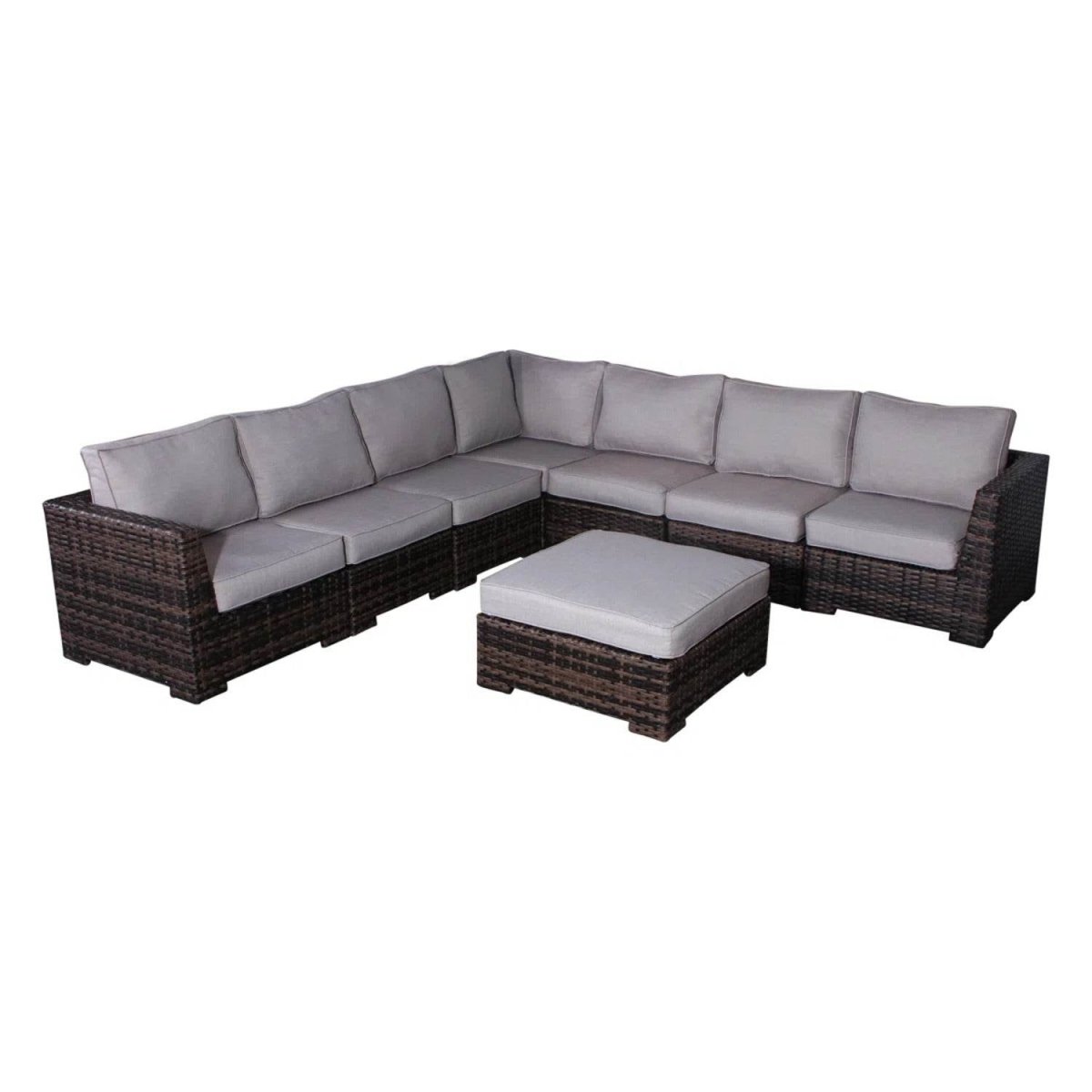 Modern Wicker Reversible Patio Sectional Sofa With Cushions - Driftwood - Omega Lifestyles