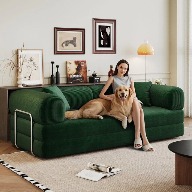 Modular Convertible Floor Sofa Bed With Corduroy Fabric - Omega Lifestyles
