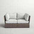 Modular Patio Wicker Loveseat With Water - Resistant Cushions - Driftwood - Omega Lifestyles