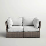 Modular Patio Wicker Loveseat With Water - Resistant Cushions - Driftwood - Omega Lifestyles