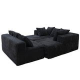 Modular U - Shaped Striped Corduroy Polyester Sectional Sofa - Driftwood - Omega Lifestyles