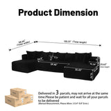 Modular U - Shaped Striped Corduroy Polyester Sectional Sofa - Driftwood - Omega Lifestyles