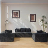 Modular U - Shaped Striped Corduroy Polyester Sectional Sofa - Driftwood - Omega Lifestyles