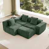 Modular Velvet 3-Seat L Shape Sectional Sofa With Ottoman - Omega Lifestyles