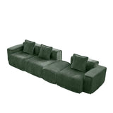 Modular Velvet 3-Seat L Shape Sectional Sofa With Ottoman - Omega Lifestyles