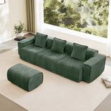 Modular Velvet 3-Seat L Shape Sectional Sofa With Ottoman - Omega Lifestyles