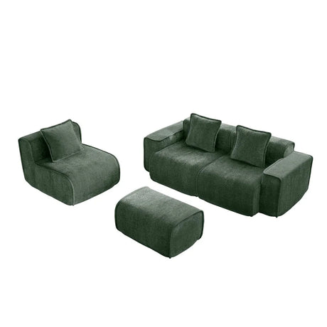 Modular Velvet 3-Seat L Shape Sectional Sofa With Ottoman - Omega Lifestyles