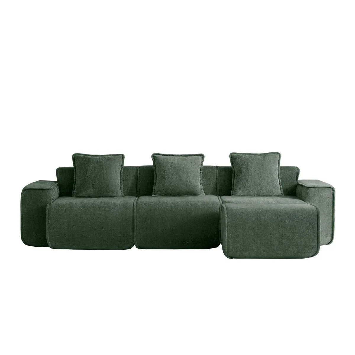 Modular Velvet 3-Seat L Shape Sectional Sofa With Ottoman - Omega Lifestyles