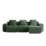 Modular Velvet 3-Seat L Shape Sectional Sofa With Ottoman - Omega Lifestyles