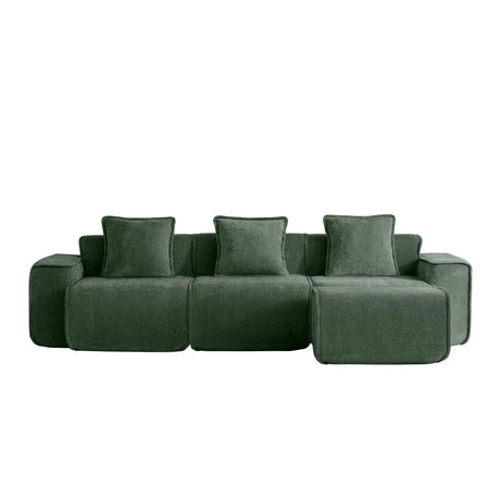 Modular Velvet 3-Seat L Shape Sectional Sofa With Ottoman - Omega Lifestyles