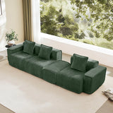 Modular Velvet 3-Seat L Shape Sectional Sofa With Ottoman - Omega Lifestyles