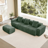 Modular Velvet 3-Seat L Shape Sectional Sofa With Ottoman - Omega Lifestyles