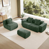 Modular Velvet 3-Seat L Shape Sectional Sofa With Ottoman - Omega Lifestyles