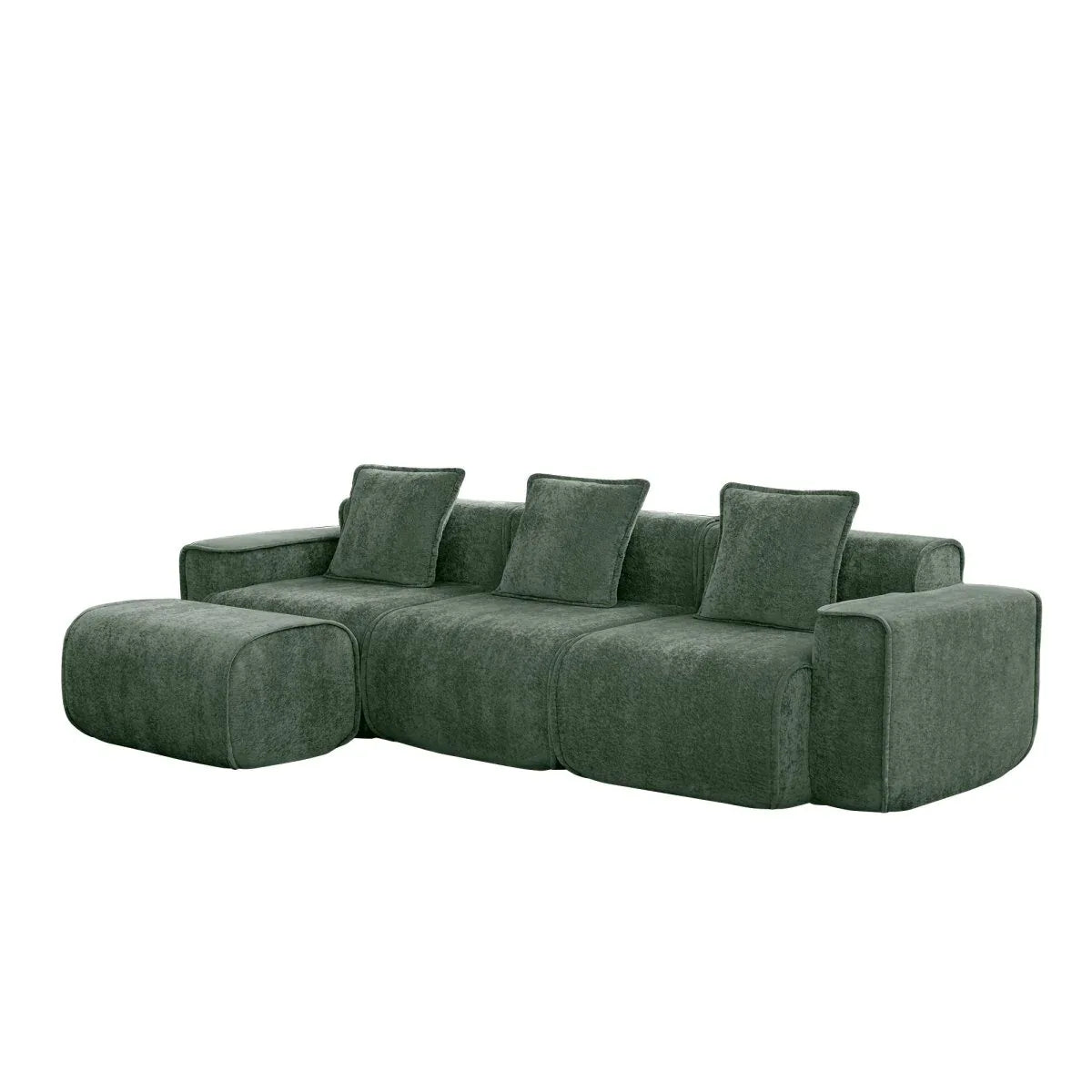 Modular Velvet 3-Seat L Shape Sectional Sofa With Ottoman - Omega Lifestyles