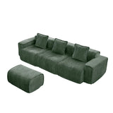 Modular Velvet 3-Seat L Shape Sectional Sofa With Ottoman - Omega Lifestyles