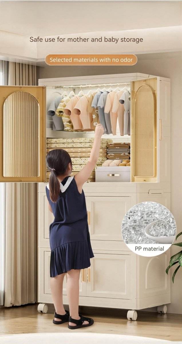 Multi-Functional Folding Plastic Wardrobe Storage Cabinet With Wheels - Sleep Galleria