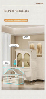 Multi-Functional Folding Plastic Wardrobe Storage Cabinet With Wheels - Sleep Galleria
