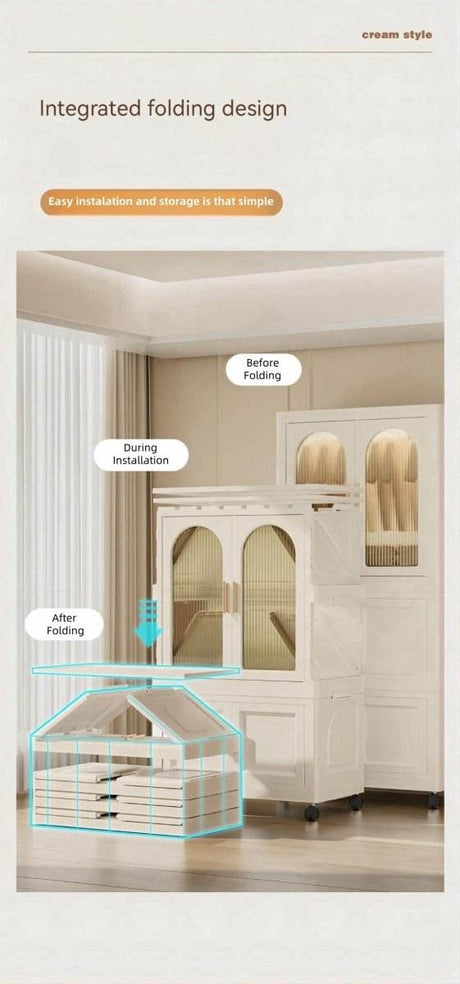 Multi-Functional Folding Plastic Wardrobe Storage Cabinet With Wheels - Sleep Galleria