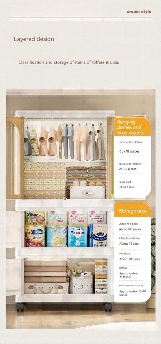 Multi-Functional Folding Plastic Wardrobe Storage Cabinet With Wheels - Sleep Galleria