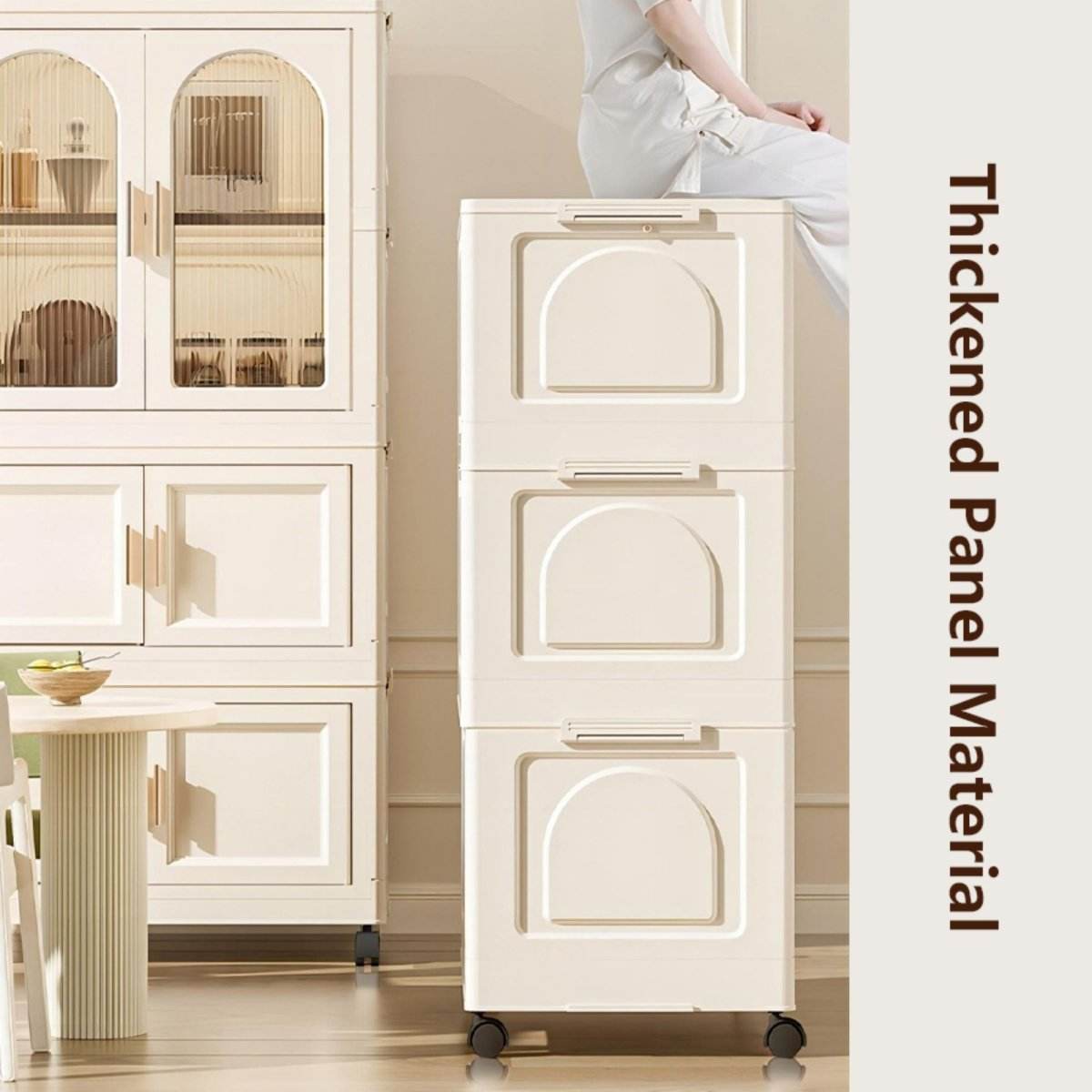 Multi-Functional Folding Plastic Wardrobe Storage Cabinet With Wheels - Sleep Galleria