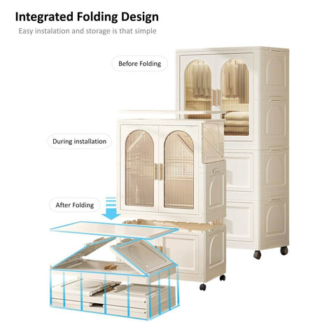 Multi-Functional Folding Plastic Wardrobe Storage Cabinet With Wheels - Sleep Galleria