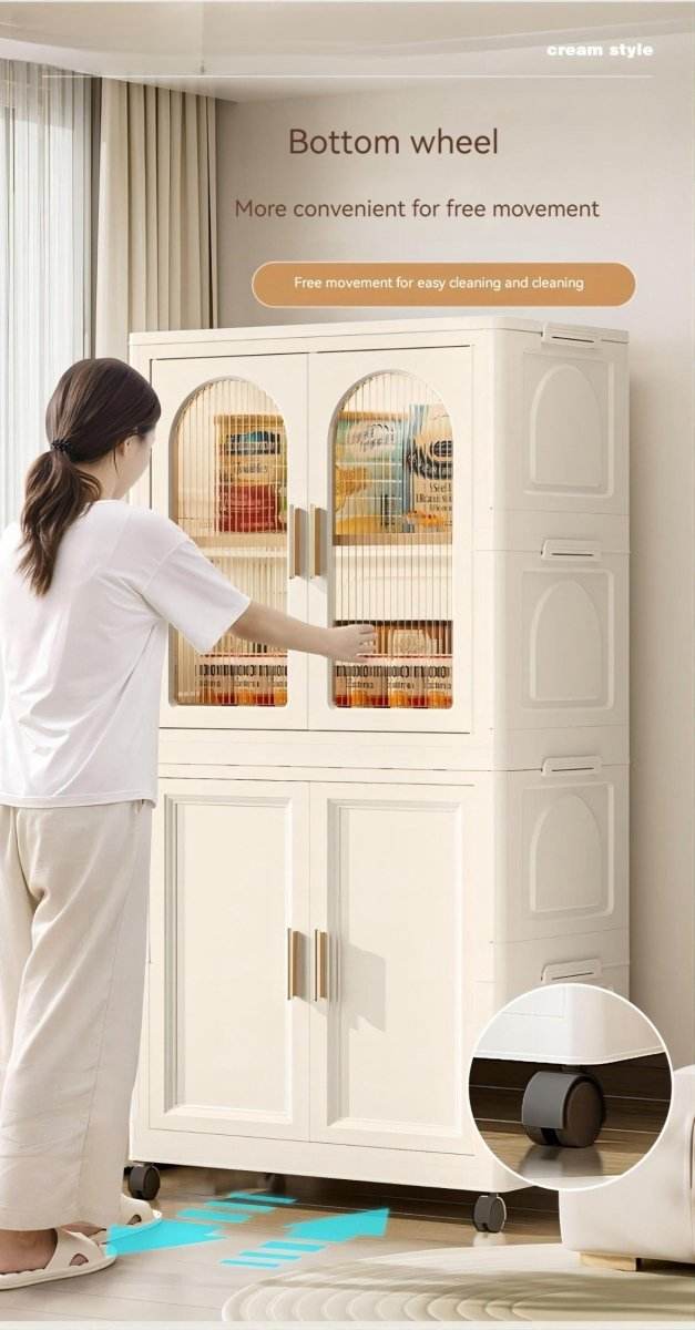 Multi-Functional Folding Plastic Wardrobe Storage Cabinet With Wheels - Sleep Galleria