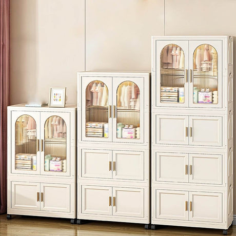 Multi-Functional Folding Plastic Wardrobe Storage Cabinet With Wheels - Sleep Galleria