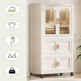 Multi-Functional Folding Plastic Wardrobe Storage Cabinet With Wheels - Sleep Galleria