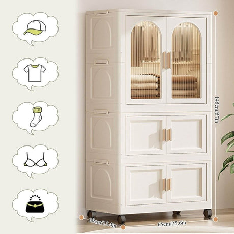 Multi-Functional Folding Plastic Wardrobe Storage Cabinet With Wheels - Sleep Galleria