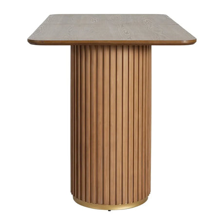 Natural Ash Mid-Century Industrial MDF Iron Counter Table - Omega Lifestyles