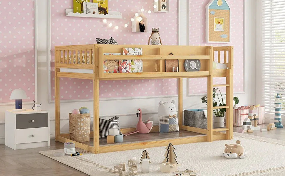 Natural Twin Over Twin Solid Wood Convertible Bunk Bed - Omega Lifestyles