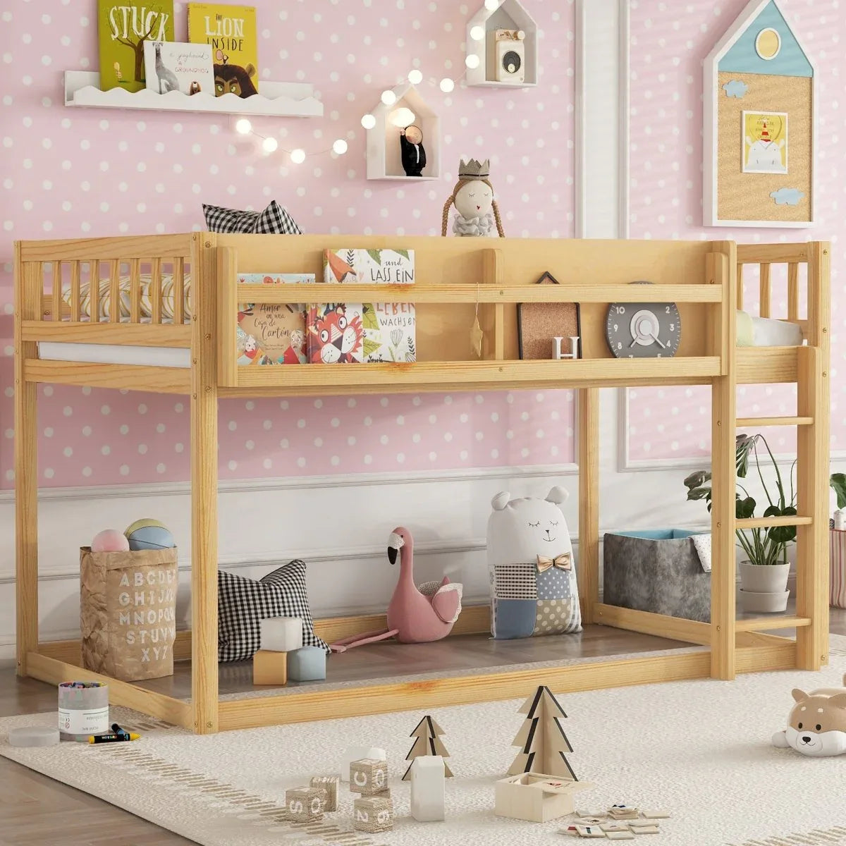 Natural Twin Over Twin Solid Wood Convertible Bunk Bed - Omega Lifestyles