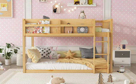 Natural Twin Over Twin Solid Wood Convertible Bunk Bed - Omega Lifestyles