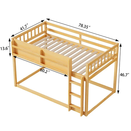 Natural Twin Over Twin Solid Wood Convertible Bunk Bed - Omega Lifestyles