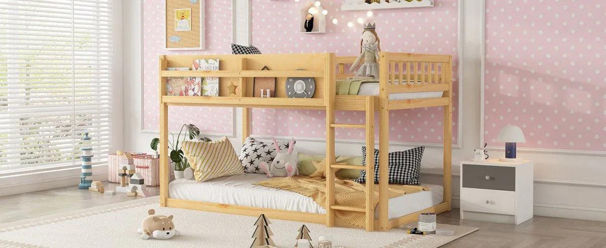 Natural Twin Over Twin Solid Wood Convertible Bunk Bed - Omega Lifestyles